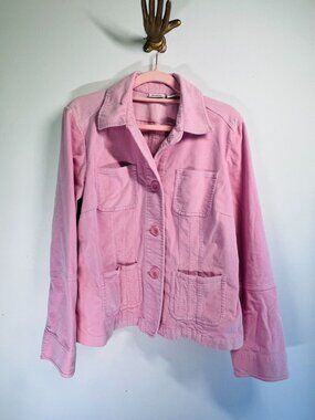 Cato Pink Corduroy Button-Up Jacket With Four Pockets Womens Size L